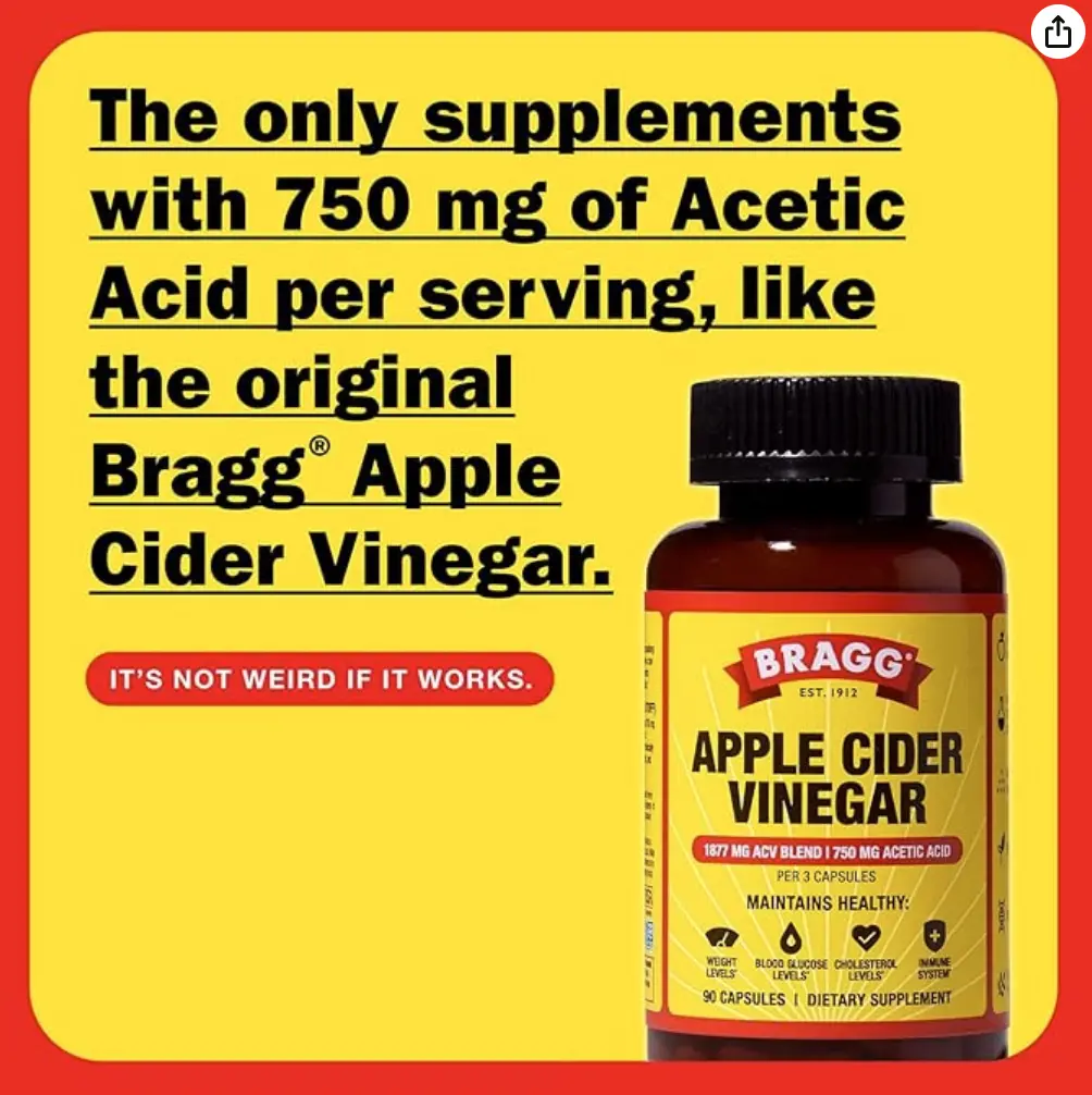 Bragg Apple Cider Vinegar Capsules with Vitamin D and Zinc